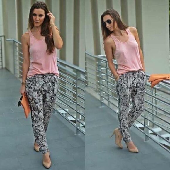 BCBGMAXAZRIA Animal Snake Print 100% Silk pants sz XS - Picture 1 of 14